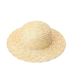 Flat top wheat straw boater hat with wide brim for summer sun protection and DIY styling