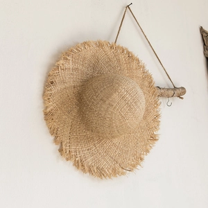 Élégant Chapeau de Soleil en Paille de Raphia Femmes Large Bord Effiloché Bohème Été Plage Voyage Pliable Respirant