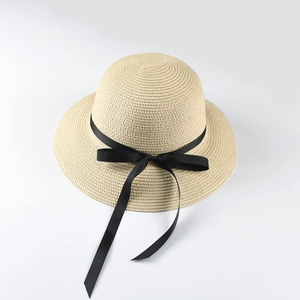 Women Summer Paper Straw Bucket Hat With Ribbon Bow Foldable Breathable Wide Brim Sun Hat For Beach Vacation Travel Lady Girls