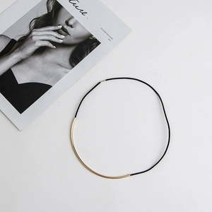Minimalist Hat Decorative Band For Women Men Gold Metal Tube Black Cord Hat Strap Accessory Only Without Hat