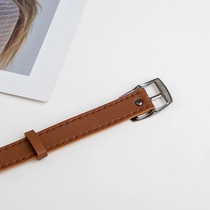 Handmade brown leather hat band with silver metal buckle for travel sun hats