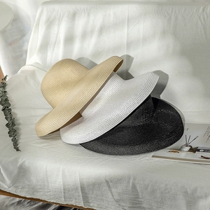 Summer Women Wide Brim Foldable Breathable Sun Protection Paper Straw Hat For Beach Travel Vacation Elegant Solid Color Sunhat