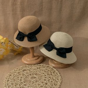 Kids Summer Straw Sun Hat With Large Bowknot Foldable Beach Hat For Girls Toddler Baby Sun Protection Woven Hat