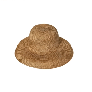 Chic Audrey Hepburn style brown foldable straw sun hat for women traveling outdoors
