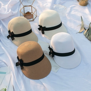 Chapeaux de soleil en paille avec ruban noir en plusieurs couleurs pour l'été en plein air