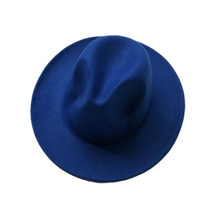 Classic royal blue wool felt fedora hat for children with vintage jazz style brim