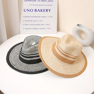 Detail of hand-woven texture on stylish wide-brim straw sun hats for men