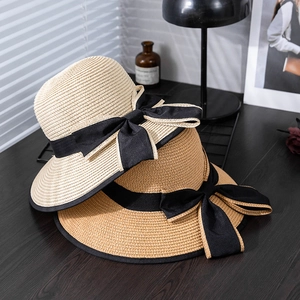Damen Sommer Papiertroh Fischerhut Breite Krempe Sonnenschutz Atmungsaktiv Strandhut Mit Schleife Elegant Faltbarer Reisehut