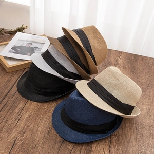 Summer Straw Fedora Hat For Men Women Breathable Sun Protection Beach Jazz Sun Hat Retro Wide Brim Paper Straw Hat With Ribbon Decor
