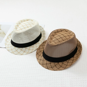 Cappelli fedora da uomo in mesh con trama traspirante e nastro nero per l'estate
