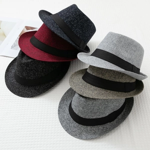 Classic British Vintage Fedora Jazz Hat For Men Women Cotton Blend Woven Short Brim Panama Hat Autumn Winter Warm Hat With Black Band