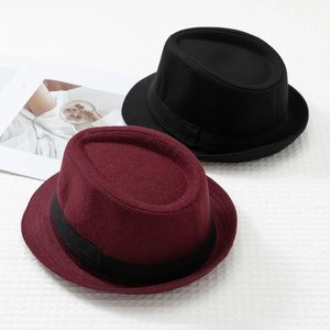 Classic British wool felt fedora hats in black and burgundy with grosgrain ribbons