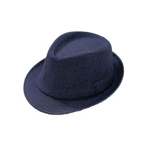 Cappello fedora in denim blu scuro per uomo e donna con corona a pizzico e tesa stretta