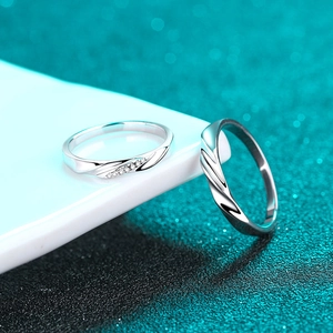 Ensemble de bagues de couple en argent S925 avec moissanite au design torsadé chic