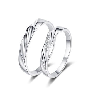 Bagues de couple en argent sterling S925 avec motif torsadé et pierre de Moissanite