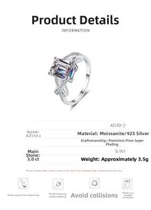 Macro detail of 3ct emerald cut moissanite ring with S925 silver crossover band design