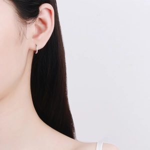 Orecchini a cerchio huggie in argento sterling S925 con perla gioielli minimalisti
