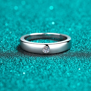 S925 Sterling Silver Moissanite Ring For Women Men Minimalist Solitaire 10pt Round Cut Moissanite Ring Retro Geometric Jewelry Gift