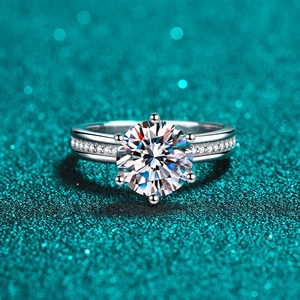 925 Sterling Silver Moissanite Zirconia Ring For Women Six Prong Setting Engagement Wedding Band Classic Luxurious Fashion Finger Jewelry