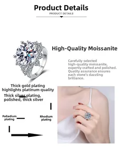 Detail of luxury 10 carat moissanite ring with multi-layer electroplating finish
