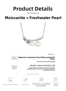 Detailed specs of S925 silver necklace with moissanite and freshwater pearls
