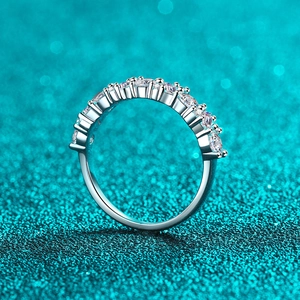 Elegant S925 sterling silver eternity ring set with 11 round brilliant moissanite stones