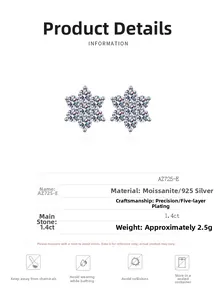 Detailed specifications of S925 silver sunflower moissanite earrings with 1.4ct stones