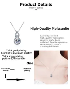 Detail of s925 silver gourd necklace with moissanite pendant and multi-layer plating