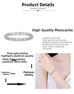 Détail d'un bracelet en argent S925 avec incrustation de moissanite et placage multicouche