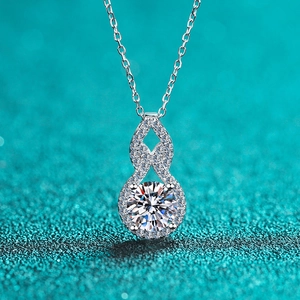 S925 Sterling Silver Gourd Pendant Necklace For Women Moissanite Zirconia Infinity Symbol Clavicle Chain Elegant Jewelry