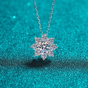 925 Sterlingsilber Sonnenblume Moissanit Zirkonia Anhänger Halskette Für Damen Funkelnde Schneeflocke Schlüsselbeinkette Schmuck Geschenk