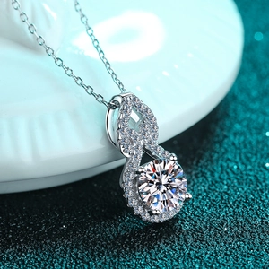 S925 sterling silver gourd necklace with moissanite pendant in infinite symbol design