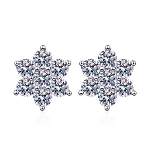 Sparkling S925 sterling silver sunflower stud earrings with bright moissanite stones