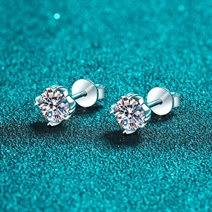 Orecchini a perno in argento sterling S925 moissanite con chiusura a vite sicura