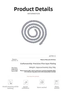 Detaillierte Spezifikationen der S925 Silber Moissanit Tenniskette mit Pflegetipps