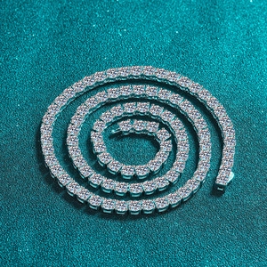 S925 Sterlingsilber Vollrunde Moissanit Tenniskette Luxus Funkelnde Halskette Für Damen Elegante Hochzeit Feiner Schmuck