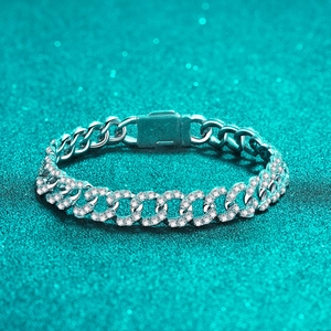 S925 Sterling Silver Moissanite Cuban Link Bracelet For Men Women Iced Out Full Moissanite Chain Bracelet Hiphop Jewelry Gift