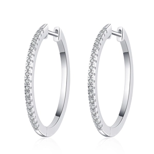 Classic S925 sterling silver hoop earrings for women with sparkling moissanite stones