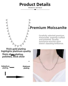 Detailed diagram of S925 sterling silver moissanite necklace with multi-layer plating process