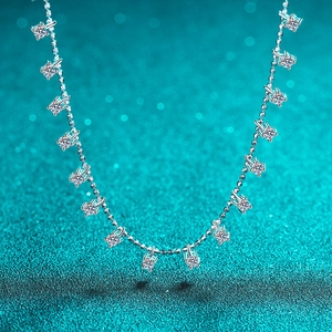 S925 Sterling Silver Moissanite Necklace For Women Starry Sky Tassel Clavicle Chain Elegant Sparkly Neck Jewelry Gift With GRA Certificate