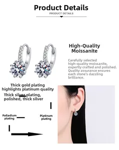 Détails des boucles d'oreilles en argent S925 et moissanite avec placage multicouche