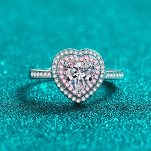 925 Sterlingsilber Herzförmiger Moissanit Ring Für Damen Funkelnde Zirkonia Doppelhalo Verlobung Hochzeit Band Mode Schmuck
