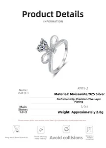 Macro shot of 1.0ct heart-shaped moissanite ring with S925 silver infinity band detailing