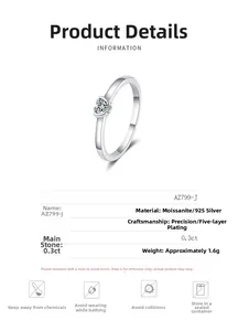 Detaillierte Spezifikationen und Pflegehinweise für den Herz-Moissanit-Ring aus 925 Silber