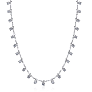 Elegant S925 sterling silver necklace featuring 19 brilliant moissanite stones on a fine chain