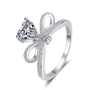 S925 sterling silver ring with heart moissanite and infinity symbol design