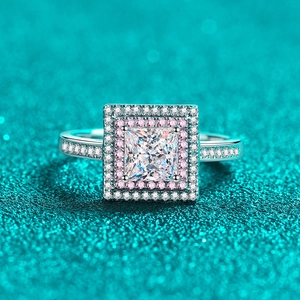 925 Sterling Silver Moissanite Square Ring Princess Cut Halo Zirconia Ring For Women Luxury Wedding Party Engagement Jewelry