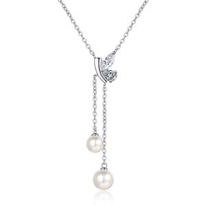 Collier en argent sterling S925 avec pendentif papillon, moissanite et perles d'eau