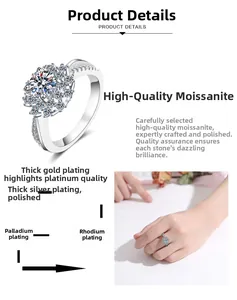 Détails macro de la bague tournesol en moissanite montrant le placage multicouche poli