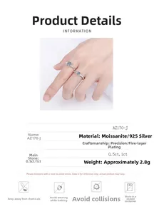 Close-up of S925 silver moissanite ring set with twisted band detail on hand